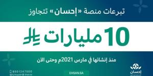 تبرعات منصة إحسان تتجاوز 10 مليارات ريال منذ إنشائها حتى الآن - خبر صح