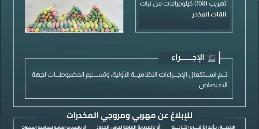 حرس الحدود بجازان يحبط تهريب (108) كيلوجرامات من القات المخدر - خبر صح